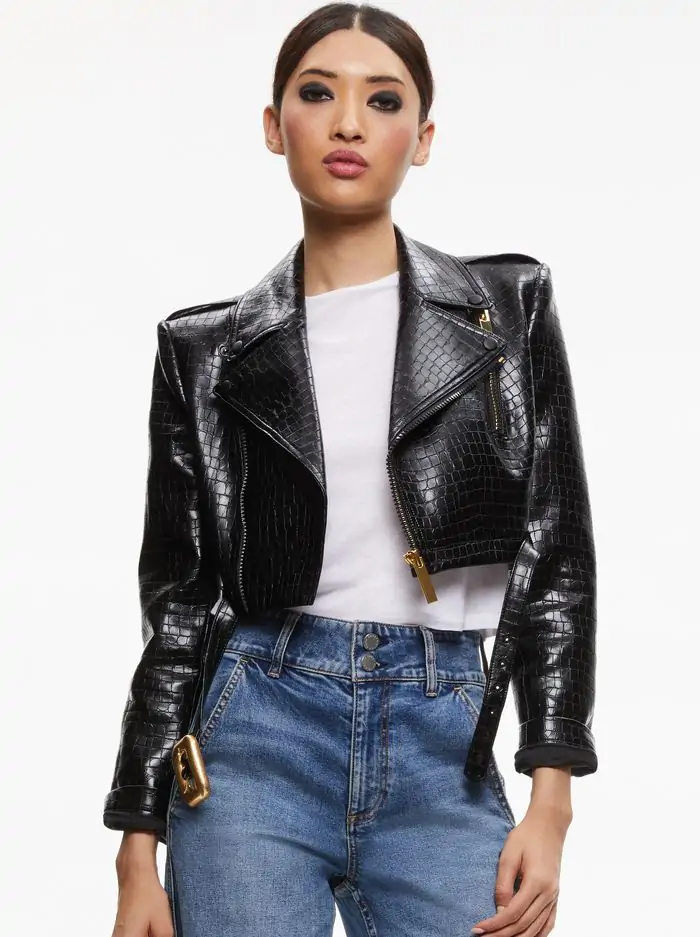 KRISHNA CROPPED MOTO VEGAN LEATHER JACKET